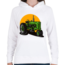 PRINTFASHION traktor - Női kapucnis pulóver - Fehér női pulóver, kardigán