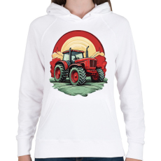 PRINTFASHION Traktor - Női kapucnis pulóver - Fehér