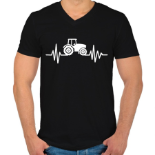 PRINTFASHION Traktor pulzus - Férfi V-nyakú póló - Fekete férfi póló