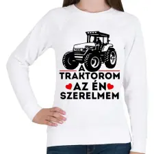 PRINTFASHION Traktor szerelem - Női pulóver - Fehér női pulóver, kardigán