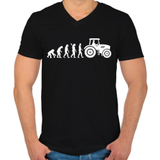 PRINTFASHION Traktoros evolúció - Férfi V-nyakú póló - Fekete