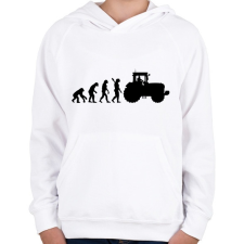 PRINTFASHION Traktoros evolúció - Gyerek kapucnis pulóver - Fehér gyerek pulóver, kardigán