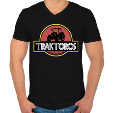 PRINTFASHION Traktoros - Férfi V-nyakú póló - Fekete