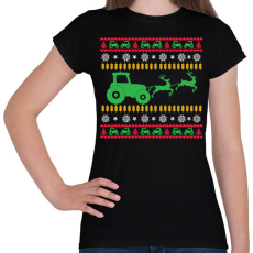PRINTFASHION Traktoros karácsony - Női póló - Fekete