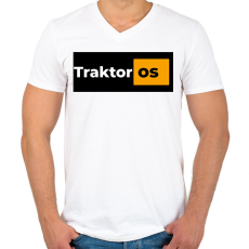 PRINTFASHION Traktoros pornhub - Férfi V-nyakú póló - Fehér