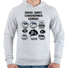 PRINTFASHION Traktoros szabadidő - Férfi kapucnis pulóver - Sport szürke