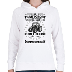 PRINTFASHION TRAKTOROS SZÜLINAP - December - Női kapucnis pulóver - Fehér