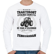 PRINTFASHION TRAKTOROS SZÜLINAP - Február - Férfi pulóver - Fehér