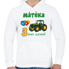 PRINTFASHION Traktoros szülinap - Férfi kapucnis pulóver - Fehér férfi pulóver, kardigán