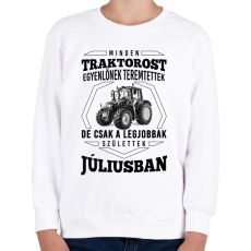 PRINTFASHION traktoros szülinap - július - Gyerek pulóver - Fehér