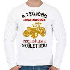 PRINTFASHION Traktoros szülinapja február - Férfi pulóver - Fehér férfi pulóver, kardigán
