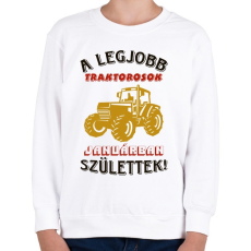 PRINTFASHION Traktoros szülinapja január  - Gyerek pulóver - Fehér