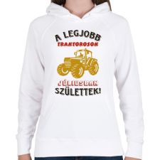 PRINTFASHION Traktoros szülinapja július - Női kapucnis pulóver - Fehér női pulóver, kardigán