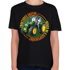 PRINTFASHION Traktoros vagyok, neked mi a szupererőd? - Gyerek póló - Fekete gyerek póló