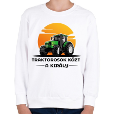 PRINTFASHION Traktorosok közt a király - Gyerek pulóver - Fehér gyerek pulóver, kardigán