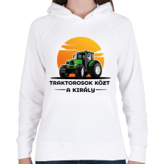 PRINTFASHION Traktorosok közt a király - Női kapucnis pulóver - Fehér