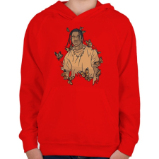PRINTFASHION Travis Scott - Gyerek kapucnis pulóver - Piros gyerek pulóver, kardigán