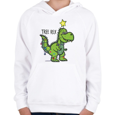 PRINTFASHION Tree-rex - Gyerek kapucnis pulóver - Fehér gyerek pulóver, kardigán