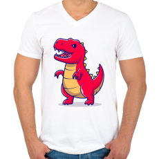PRINTFASHION Trex dínó - Férfi V-nyakú póló - Fehér