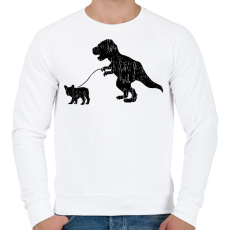 PRINTFASHION Trex kutyát sétáltat - Férfi pulóver - Fehér