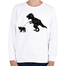 PRINTFASHION Trex kutyát sétáltat - Gyerek pulóver - Fehér gyerek pulóver, kardigán