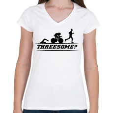 PRINTFASHION Triatlon - Női V-nyakú póló - Fehér