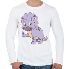 PRINTFASHION Triceratopsz - Férfi hosszú ujjú póló - Fehér férfi póló