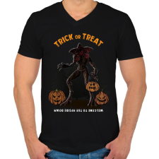 PRINTFASHION Trick or Treat demogorgon - Férfi V-nyakú póló - Fekete férfi póló