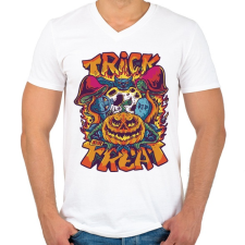 PRINTFASHION Trick or treat halloween - Férfi V-nyakú póló - Fehér férfi póló