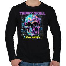 PRINTFASHION Trippy Skull - Férfi hosszú ujjú póló - Fekete férfi póló