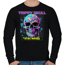 PRINTFASHION Trippy Skull - Férfi pulóver - Fekete férfi pulóver, kardigán