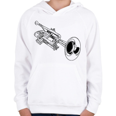 PRINTFASHION trombita - Gyerek kapucnis pulóver - Fehér