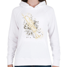 PRINTFASHION Trombita - Női kapucnis pulóver - Fehér női pulóver, kardigán