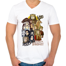 PRINTFASHION Trónok Harca - Férfi V-nyakú póló - Fehér férfi póló