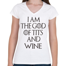 PRINTFASHION Trónok harca-God of ... - Női V-nyakú póló - Fehér női póló