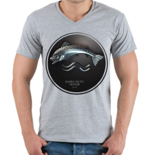 PRINTFASHION Trónok harca: Tully ház - Férfi V-nyakú póló - Sport szürke férfi póló