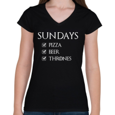 PRINTFASHION Trónok harca vasárnap - Női V-nyakú póló - Fekete női póló