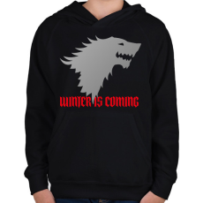 PRINTFASHION Trónok Harca - winter is coming - Gyerek kapucnis pulóver - Fekete