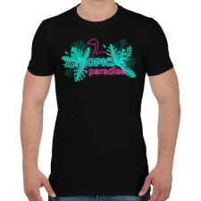 PRINTFASHION Tropical Paradise flamingo - Férfi póló - Fekete férfi póló