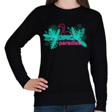 PRINTFASHION Tropical Paradise flamingo - Női pulóver - Fekete női pulóver, kardigán