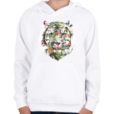 PRINTFASHION Tropical tiger - Gyerek kapucnis pulóver - Fehér gyerek pulóver, kardigán