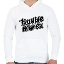 PRINTFASHION TroubleMakerBlackTextured - Férfi kapucnis pulóver - Fehér férfi pulóver, kardigán