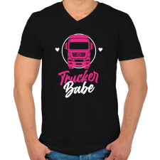 PRINTFASHION Trucker Babe - Férfi V-nyakú póló - Fekete férfi póló