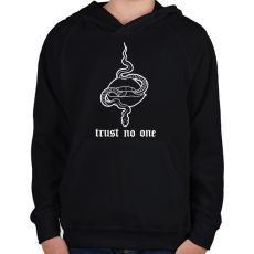 PRINTFASHION Trust no one - Gyerek kapucnis pulóver - Fekete