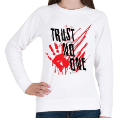 PRINTFASHION Trust no one - Női pulóver - Fehér