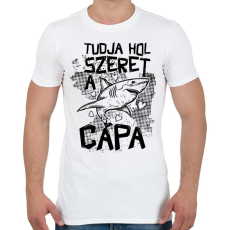 PRINTFASHION Tudja hol szeret a cápa - Férfi póló - Fehér