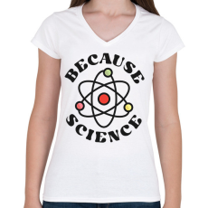 PRINTFASHION Tudomány - Női V-nyakú póló - Fehér