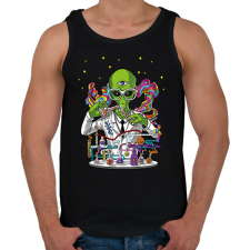 PRINTFASHION Tudós ufo - Férfi atléta - Fekete atléta, trikó