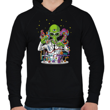 PRINTFASHION Tudós ufo - Férfi kapucnis pulóver - Fekete férfi pulóver, kardigán