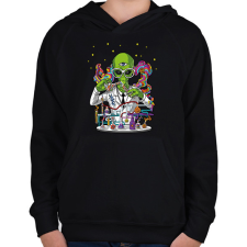 PRINTFASHION Tudós ufo - Gyerek kapucnis pulóver - Fekete gyerek pulóver, kardigán
